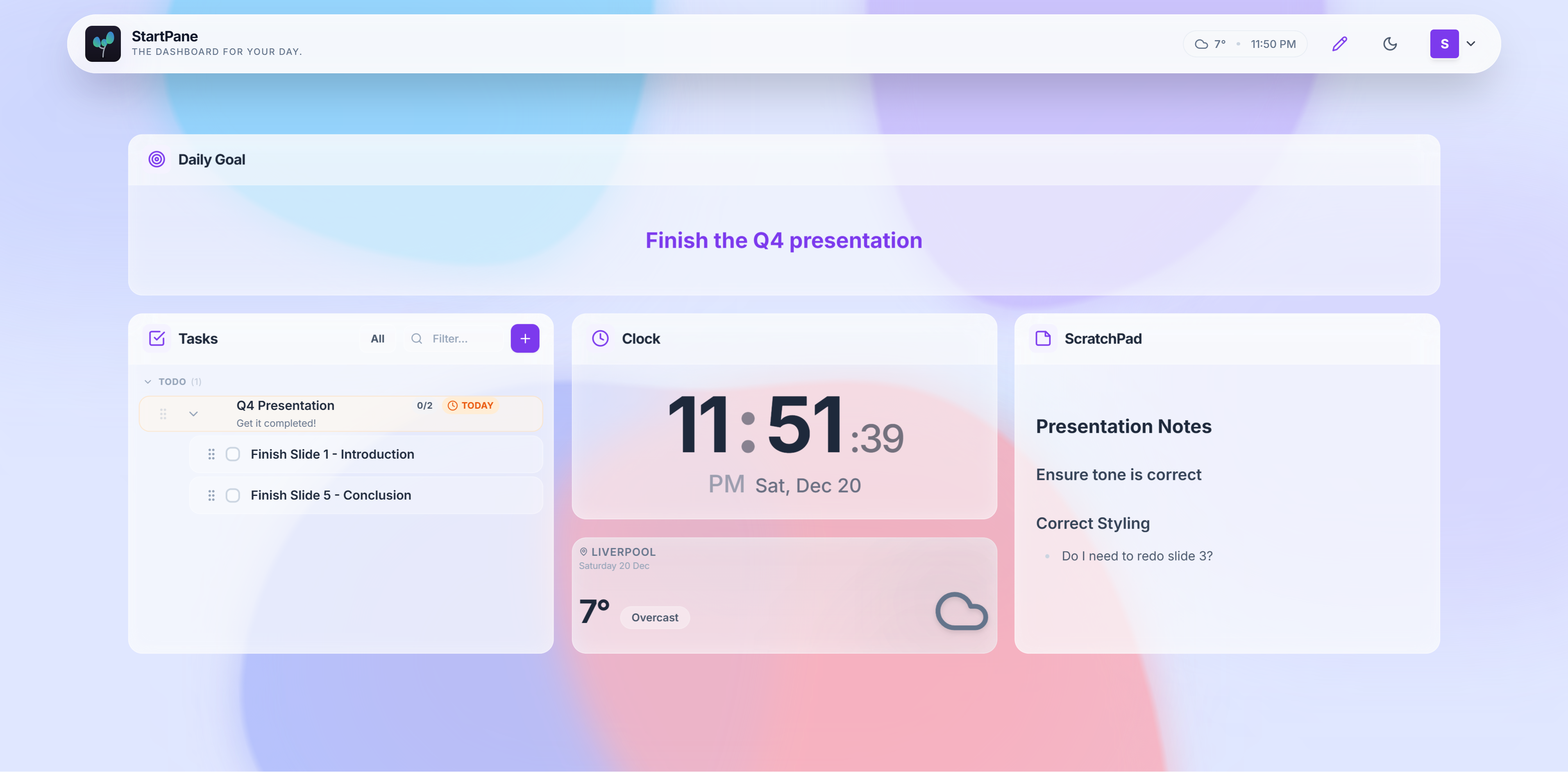 StartPane Dashboard View 3
